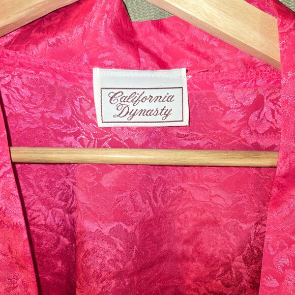 California Dynasty L Hot Pink/Fuchsia Floral Pattern Robe [0445] - Picture 5 of 7